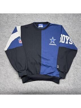 Vintage 90S Starter Dallas Cowboys Sweatshirt Large RARE MENS NAVY BLACK